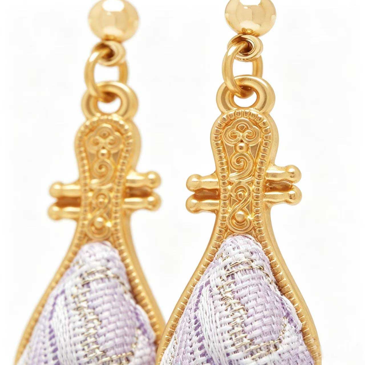 Vintage Song Brocade Pipa Drop Earrings