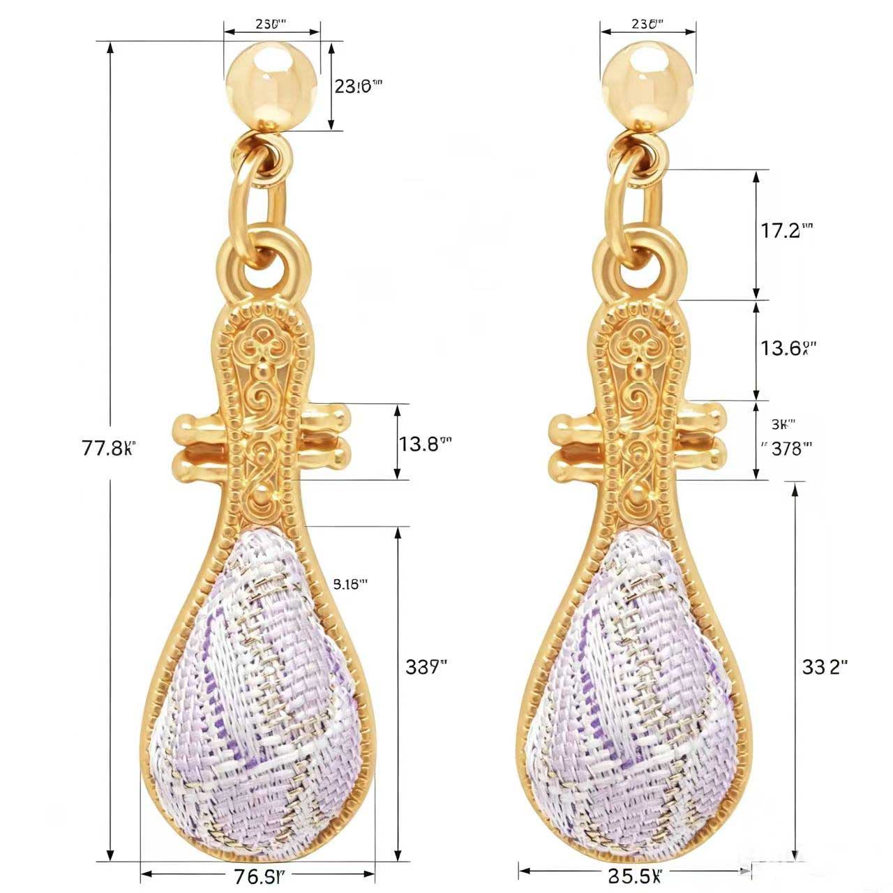 Vintage Song Brocade Pipa Drop Earrings