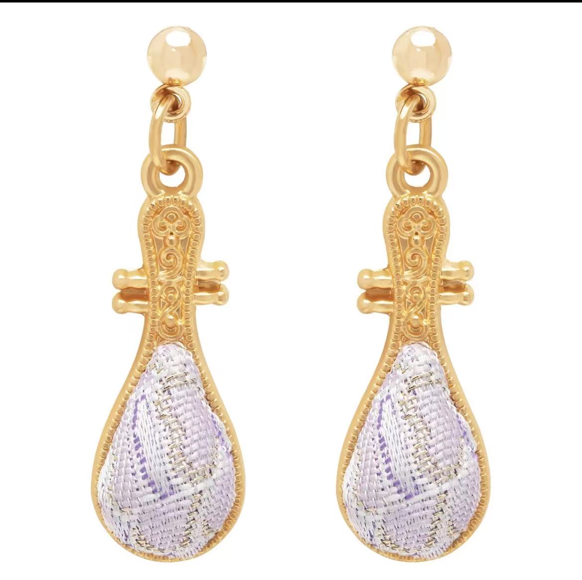 Vintage Song Brocade Pipa Drop Earrings