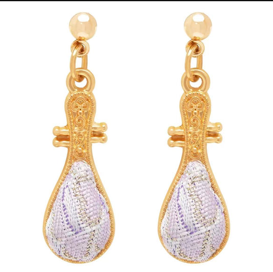 Vintage Song Brocade Pipa Drop Earrings